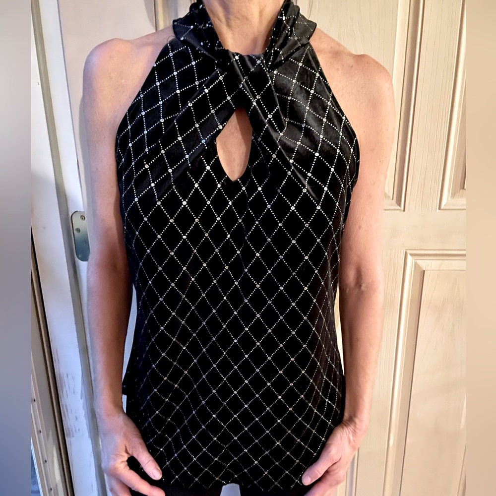7th Avenue Black Velvet Shirt, Size S